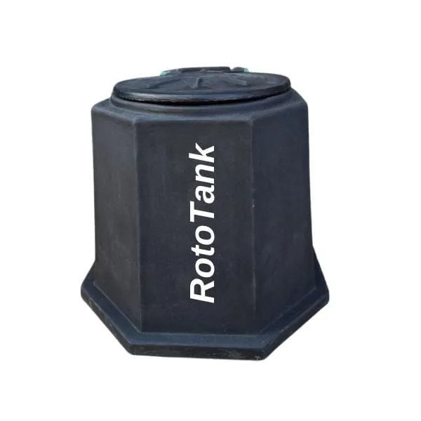 Black pit toilet seat with hinged lid, 450 mm high