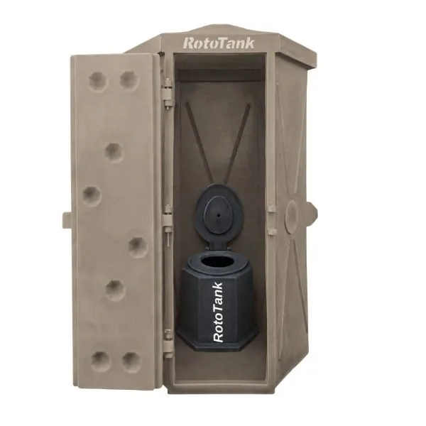 Pit Toilet with Pedestal, Green or Tan, 1480 x 2320 mm Pit toilet unit with pedestal, side view