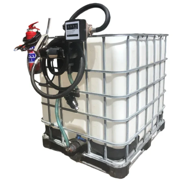 1000 L IBC diesel bowser with Piusi 12V 70 L/min pump, flowmeter, filter and extinguisher