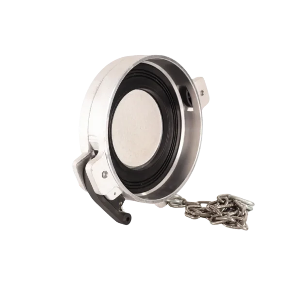 Self-locking 4-inch API dust cap with chain, cast aluminium