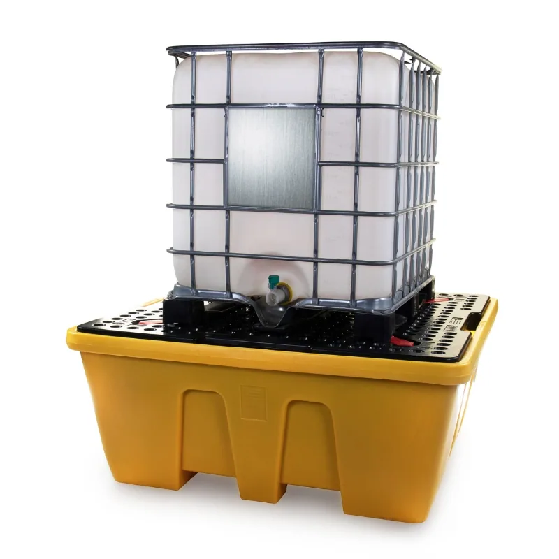 Single IBC polyethylene spill pallet bund with 1260 L sump