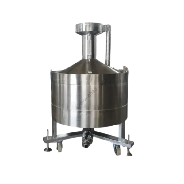 200 L stainless steel proving measure on stand with 200 ml graduations for calibrating fuel meters
