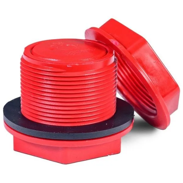 Threaded 40 mm red tank fitting with seal, BSP thread