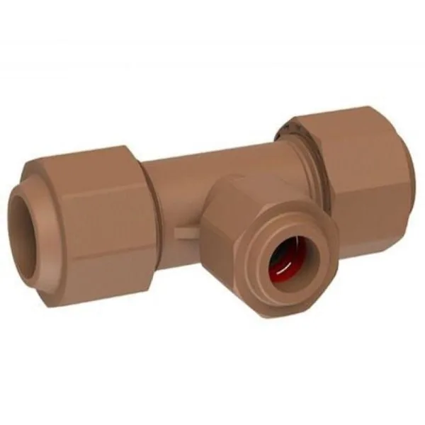 Unitwist Centre Reducing Tee 22 x 22 x 15 mm PPR plumbing fitting, code UT2043R