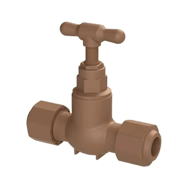 Unitwist Stop Tap CXC 22mm, T-Handle Shut-Off Valve Unitwist 22mm CXC stop tap with T-handle, front view