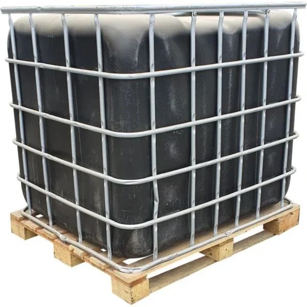 Used 1000 L chemical-grade IBC tank on a timber pallet, model C120W