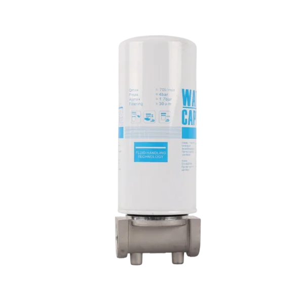 Water captor diesel filter with aluminium head and cartridge, 70 L/min, 1 inch ports